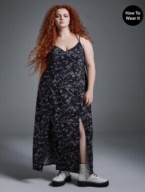 NWT Nightfall Lace Back Slit Maxi Dress